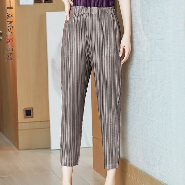 

high elastic waist big size folds trousers loose ankle-length pants women fashion tide spring autumn 2e1454 210507, Black;white