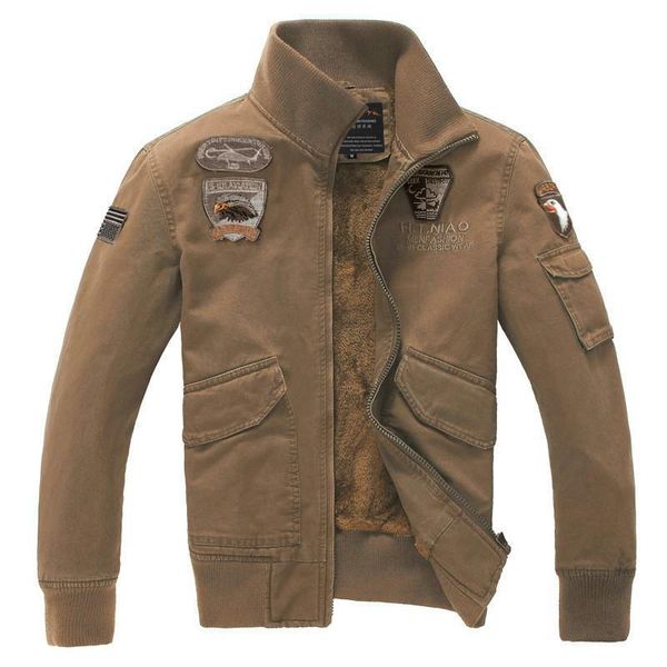 

men's jackets 2021 sping winter mens warm bomber male slim fit fleece lined pilot coats with epaulets plus size m -4xl casaco masculin, Black;brown