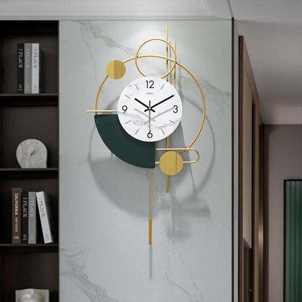 

wall clocks nordic large clock modern design metal art luxury silent simple living room reloj de pared home decoration