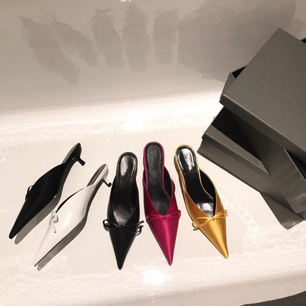 

dress shoes 2021 summer women fashion pumps thin heels pointed toe silk zapatos de mujer size 34-40, Black