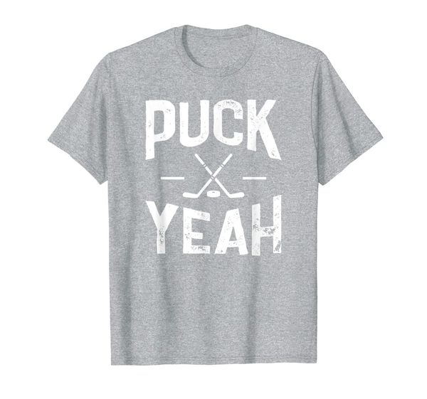 

cool puck yeah design for ice hockey player t-shirt, White;black