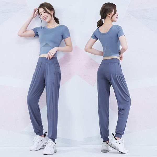 

yoga outfit two piece set women women's elastic summer short sleeve high running conjuntos de mujer ensemble femme
