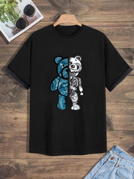 

men cartoon graphic tee 13by#, White;black