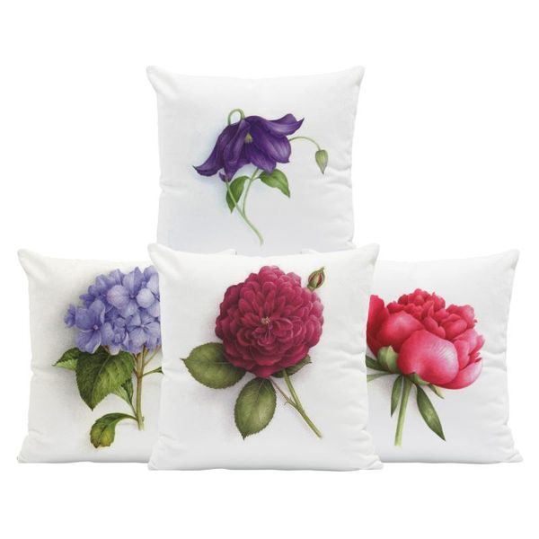 

cushion/decorative pillow floral plant cushion cover flower peony datura yellow shabby chic chair home decoration throw 43cm velvet creative