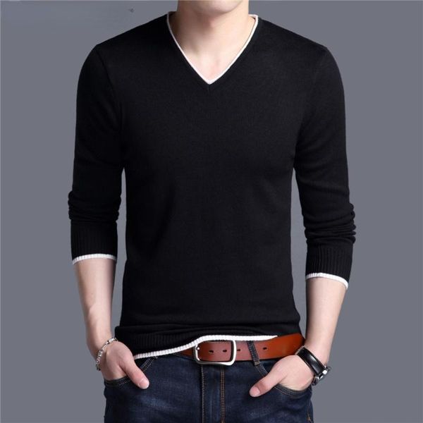 

men's sweaters brand spring autumn arrival soft cotton sweater casual v-neck pull homme knitwear pullover men clothes jersey c1001, White;black