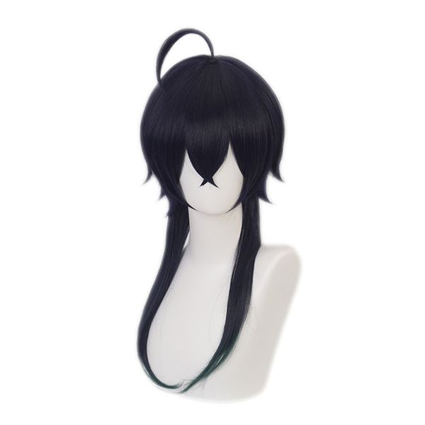

game twisted-wonderland malleus dracqma cosplay blue green gradient heat resistant synthetic hair pelucas anime costume wigs, Black