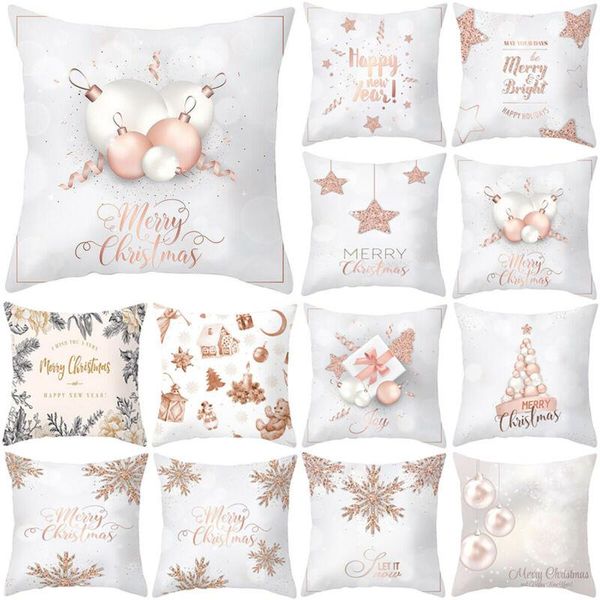 

pillow case christmas rose gold pink cushion cover sofa throw xmas home decor us