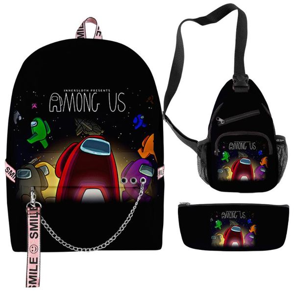 

backpack three pieces backpacks us men women travel kpop chain keys accessories lapa4 large capacity boys girls school bags