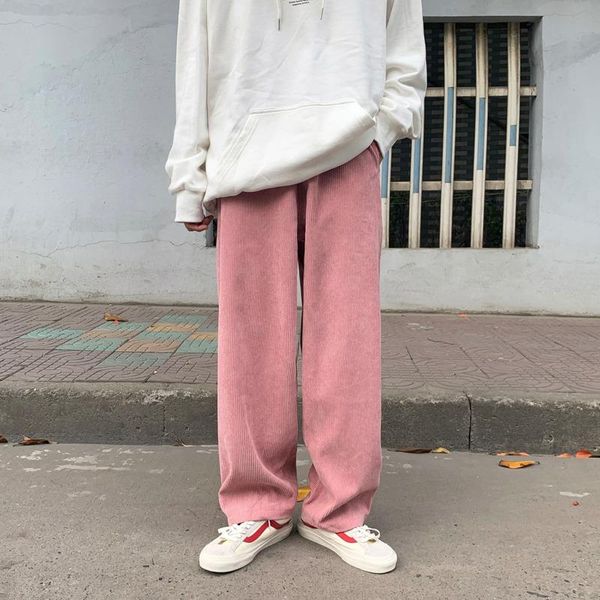 

men's pants autumn corduroy fashion retro casual men streetwear wild loose hip-hop straight wide-leg mens m-2xl, Black