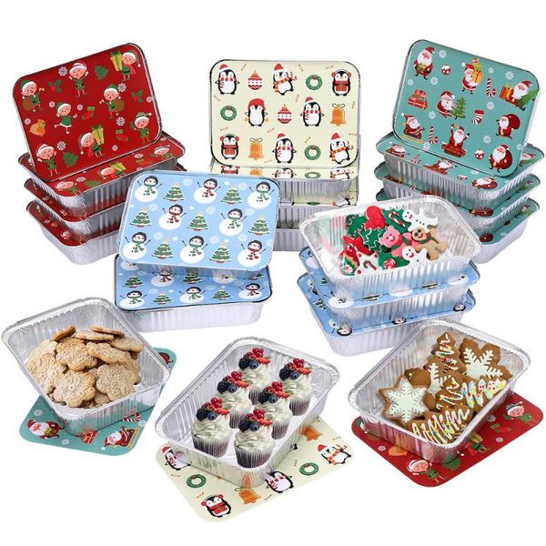 

disposable take out containers hemoton 20pcs christmas foil pans with lids food rectangular covers for baking cooking heat