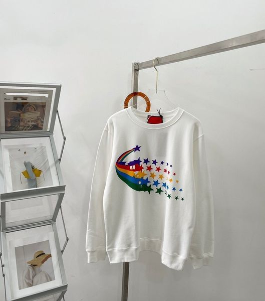 

men's and cotton terry rainbow meteor sweater new loose round neck women's in autumn 21, Black
