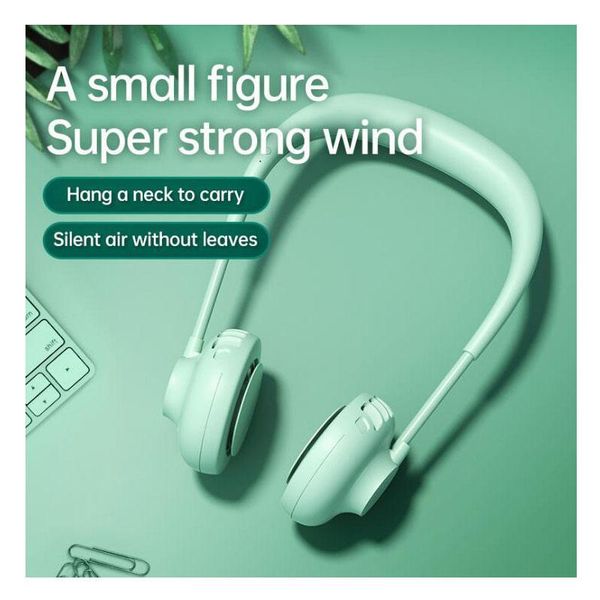 

electric fans portable leafless hanging neck fan 1800mah handheld student lazy small mini net red