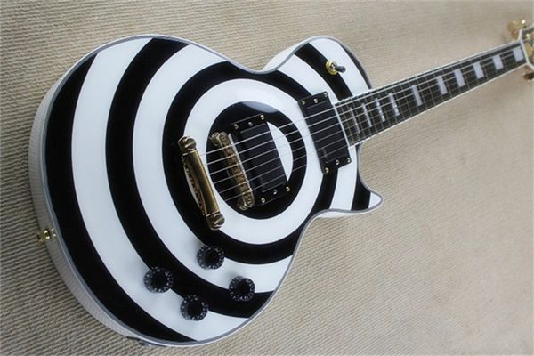 

custom shop zakk wylde bullseye white electric guitar mahogany body neck emg passive pickups golden hardware