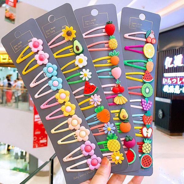 

set children's hairpin cute fruit girl bangs clip baby bb kawaii princess headdress hair accessories, Slivery;white
