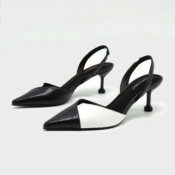 

sandals stiletto heels high rubber slides rome pu thin, Black