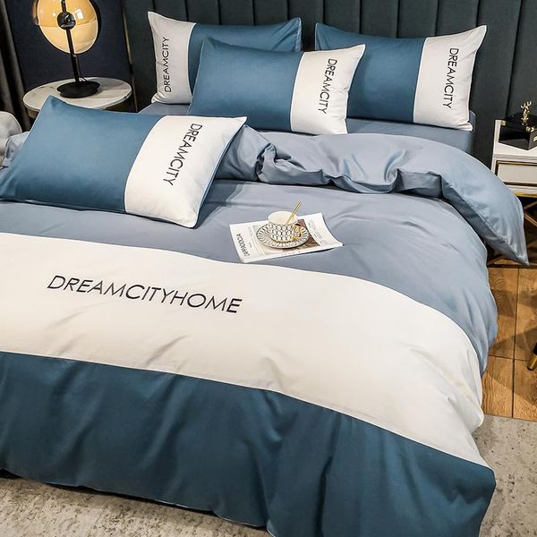 

bedding sets light luxury style four-piece pure cotton simple bed linen quilt cover three-piece el