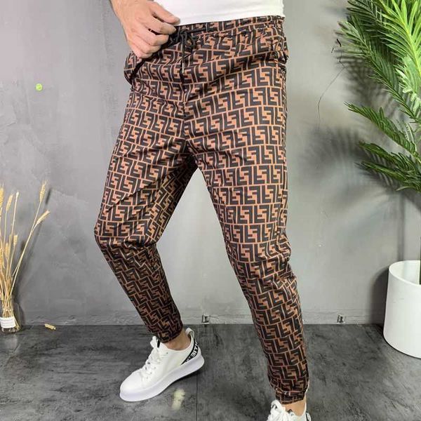 

men's pants brand men letter print sweatpants male joggers loose hip casual trousers track, Black