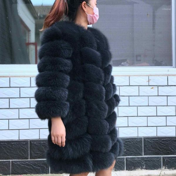 

women's fur & faux 2021 brand natural coat real arctic vest ladies detachable women thick design winter transformer, Black