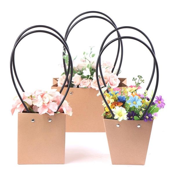 

gift wrap portable flower box waterproof paper handy bag kraft handbag wedding rose party packaging for candy cake birthday