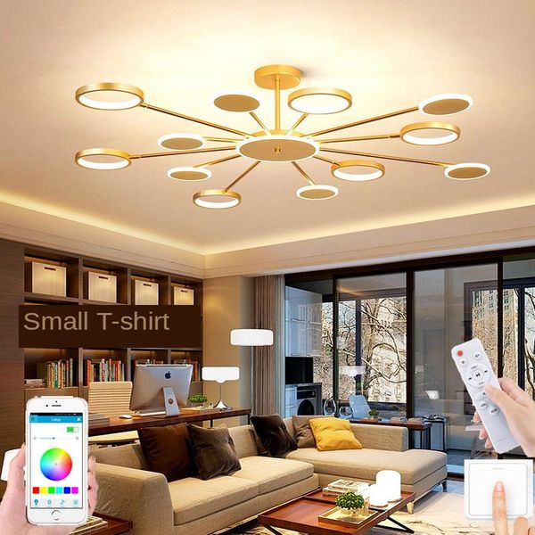 

ceiling lights led lamp for living room modern decor lighting fixture bedroom and dining light chandeliers three color dimming