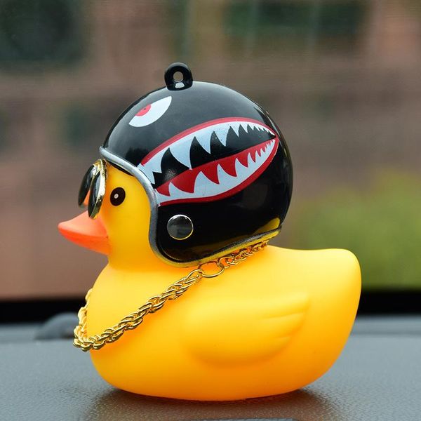 

Interior Decorations Lucky Duck Society Lovely Car Ornament Creative Dashboard Toys With Helmet And Chain Para Autos Accessories