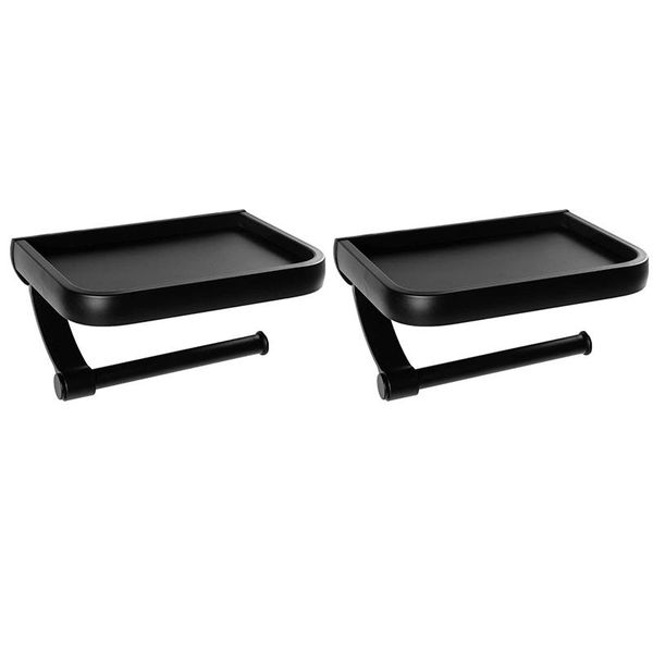 

pcs toilet paper holder with shelf, anti-rust aluminum roll phone shelf for all mobile black holders