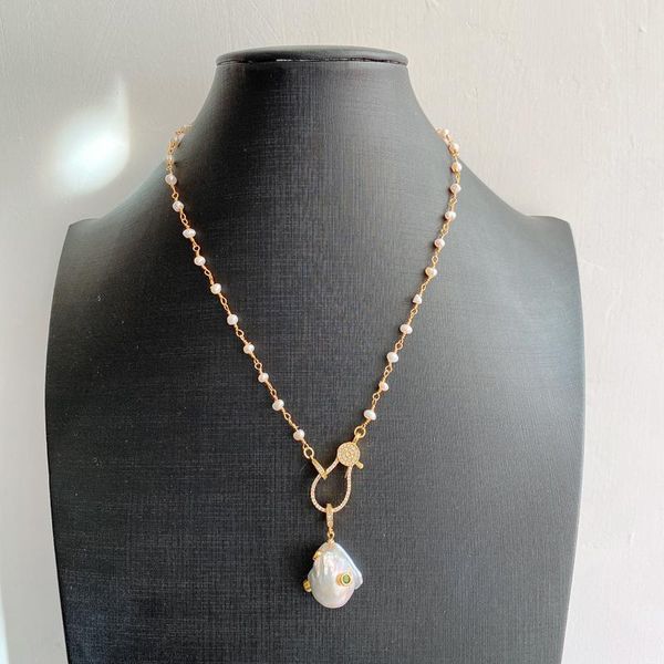 

pendant necklaces handmade freshwater pearls chain clasp and pearl pendants fashion jewelry, Silver
