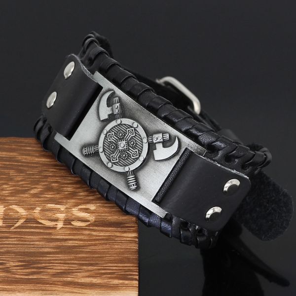 

viking axe bracelet men's jewelry nordic cowhide bracelet, Silver