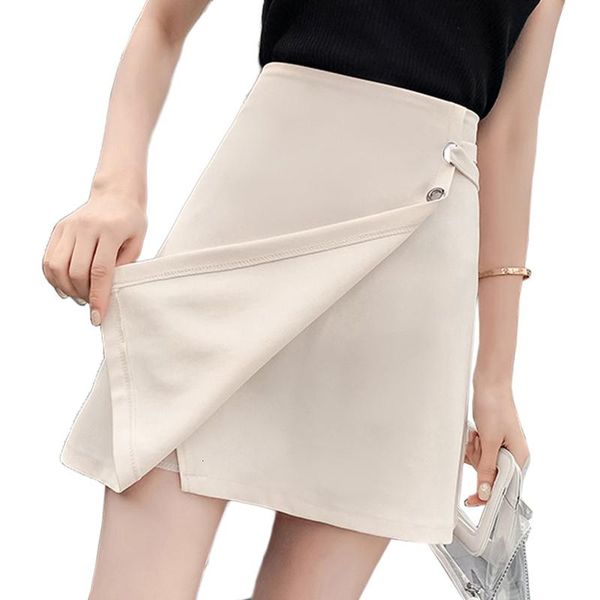 

skirts random elegant fashion effects women smoke vintage work office ladies skirt irregular high waist one word mini lu753, Black