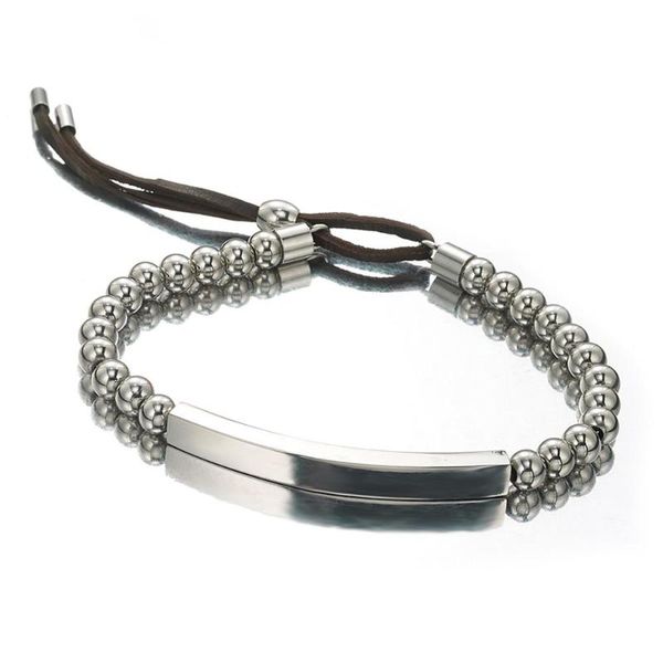 

6mm wide silver color men women bracelet 316l stainless steel adjustable beaded link, chain, Black