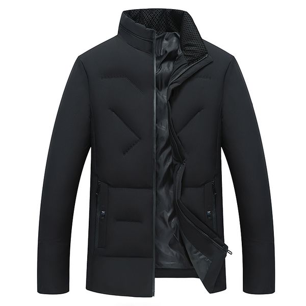 

male winter jacket men style winter middle age men casual warm stand-up collar cotton coats thick cotton jacket me, Black