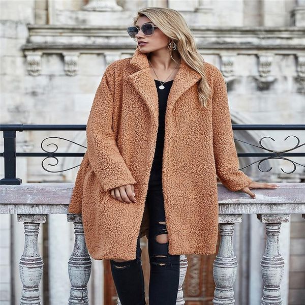

women's wool & blends womenÂ´s fall coat, velvet party clothes lapel neck loose warm side pocket long sleeve winter, Black