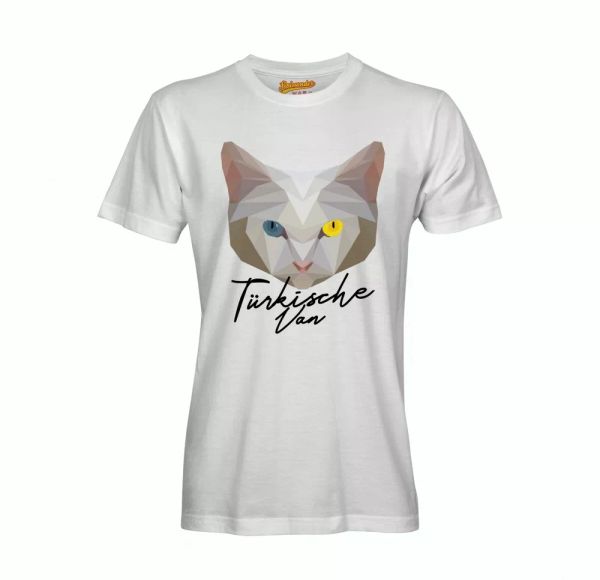 

turkish van t-shirt polygon cat by siviwonder, White;black