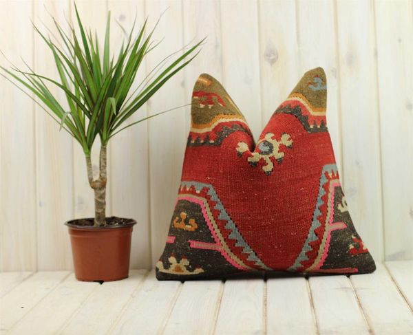 

pillow case handmade kilim cases hand woven turkish anatolian traditional motifs cushion cover vintage home decorative zip carpet
