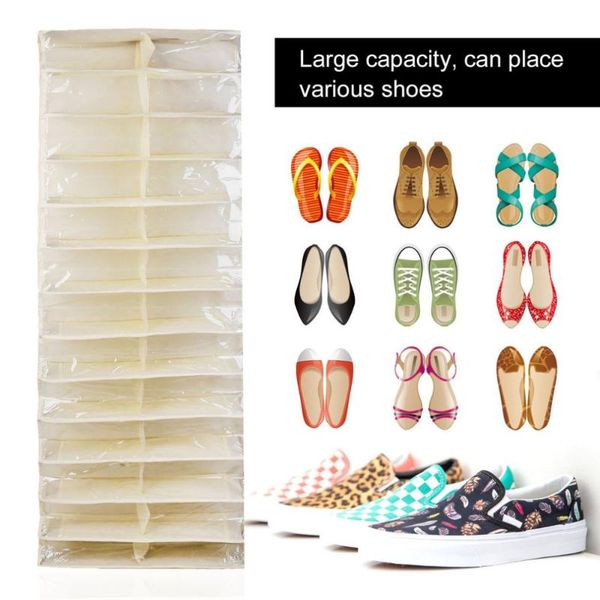 

pockets pvc shoe rack storage organizer waterproof holder folding door closet hanging space saver with 3 color clothing & wardrobe