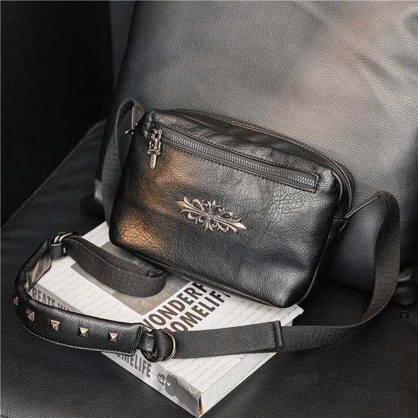 

factory wholesale men bag classic plaid postman handbag outdoor leisure multifunctional leather messenger handbags street trend rivet should