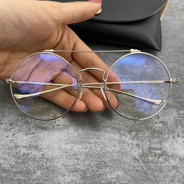 

crosin glasses double beam big round frame personality versatile men and women myopic flat lens, White;black