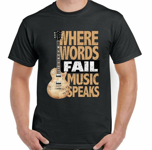 

electric acoustic guitar t shirt bass rock n roll music speaks man funny, White;black
