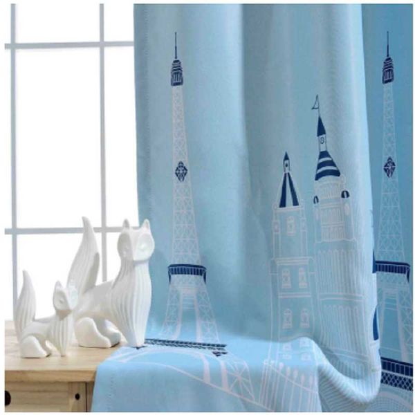 

curtain & drapes cratoon eiffel tower children's printed blackout curtains bedroom tulle sheer kids kitchen living room window treatmen