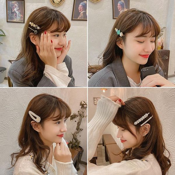 

hair clips & barrettes summer bangs clip pearl hairpin side net red ins bb temperament exquisite broken, Golden;silver