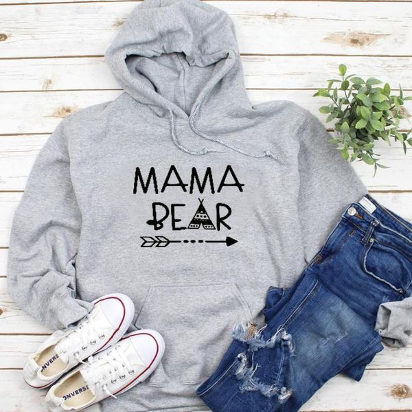 

women's hoodies & sweatshirts mama bear women grey sweatshirt hooded long sleeve mom life winter clothes aesthetic grunge letter print, Black