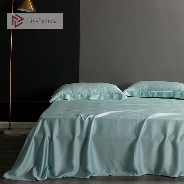 

sheets & sets liv-esthete luxury 6a grade 100% silk flat sheet queen king healthy bed case for women men