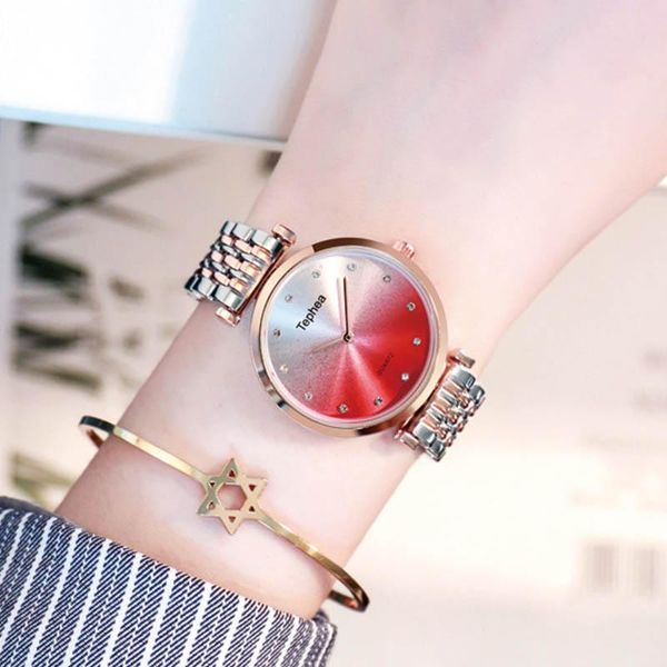 

wristwatches lady for watch rhinestone fashion set quartz women's contains box bracelet girls birthday gifts zegarki damskie time, Slivery;brown