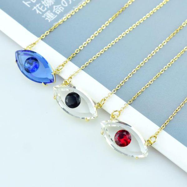

pendant necklaces 2021 unique turkish crystal evil eyes necklace for womens jewelry 20 color options clavicle chains gift 1pcs, Silver