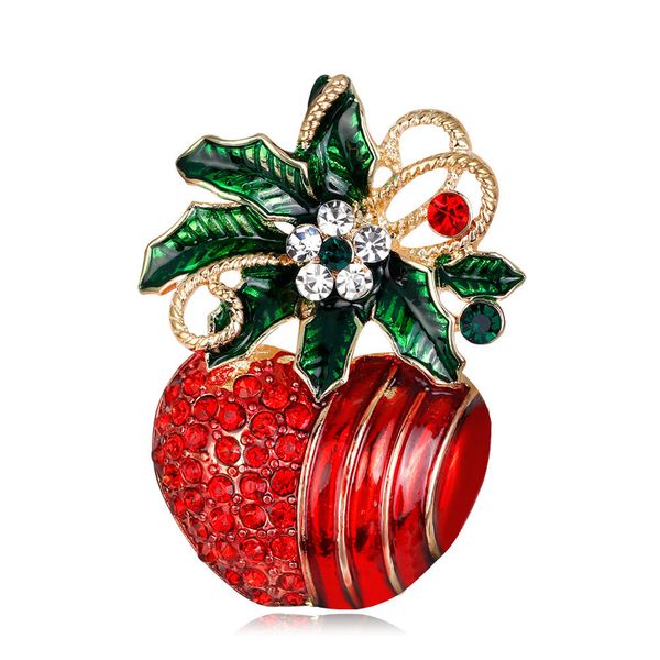 

factory fashion versatile alloy inlaid diamond christmas gift popular brooch christmas