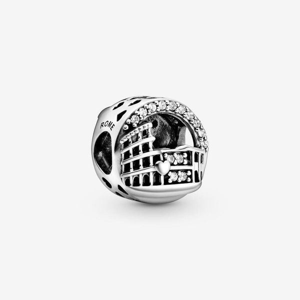 

genuine 925 sterling silver rome colosseum openwork charm fit pandora original european charms bracelet fashion jewelry accessories, Bronze;silver