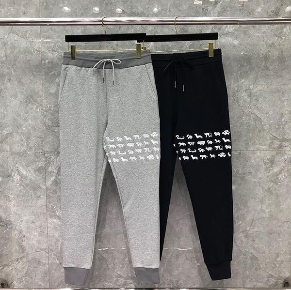

men's pants 2021 fashion sweatpants men animal embroidery cotton casual sports trousers tracksuit bottoms jogger track, Black