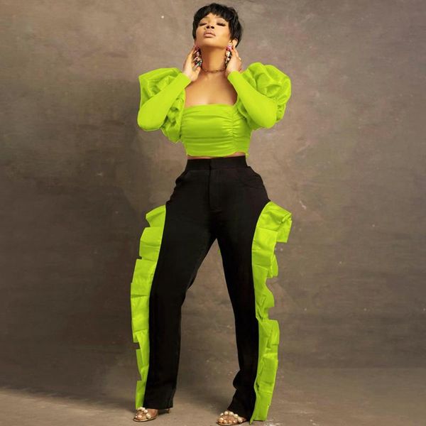 

women's two piece pants set party club outfits for women backless crop and pant suits ruffle fall 2 festival clothing, White