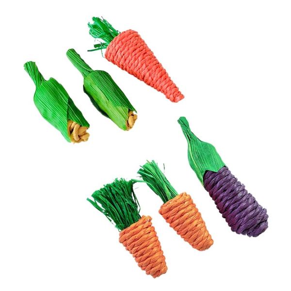 

small animal supplies hamster chew toy set bite grind teeth toys corn carrot eggplant rattan woven balls for tooth cleaning radish mo