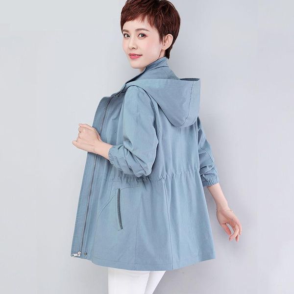 

women's jackets 2021 autumn winter women loose hooded long outerwear mother costume plus size 4xl windbreaker solid female coats a129, Black;brown